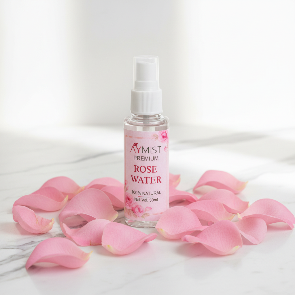 AYMIST Premium Rose Water lifestyle photography
